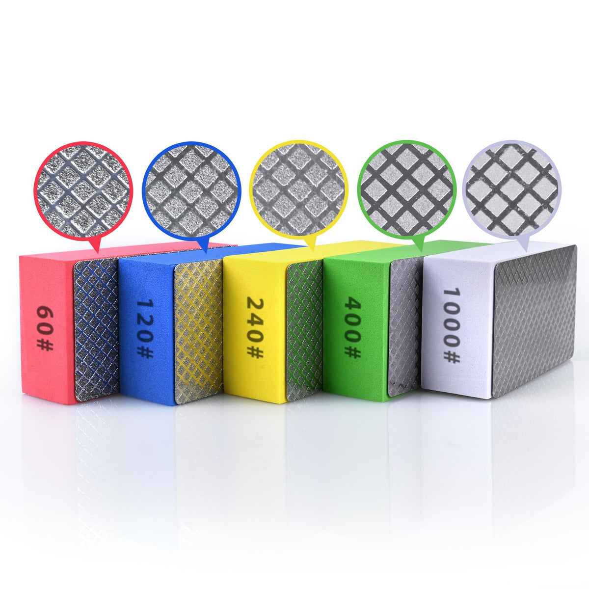 EGOFIX pads in 60/120/240/400/1000 grit for fast material removal and smooth finishes.