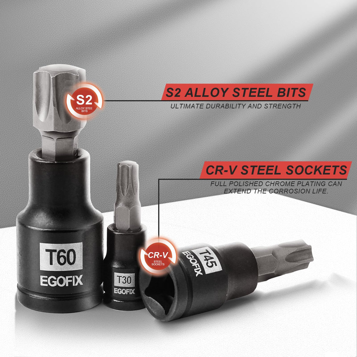 EGOFIX S2 alloy steel Torx bits for durability during tasks