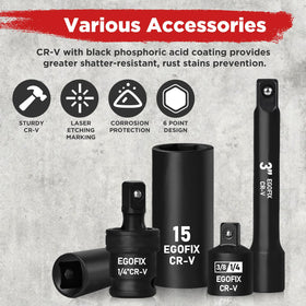 EGOFIX universal joint 360° for flexible access to stubborn bolts.