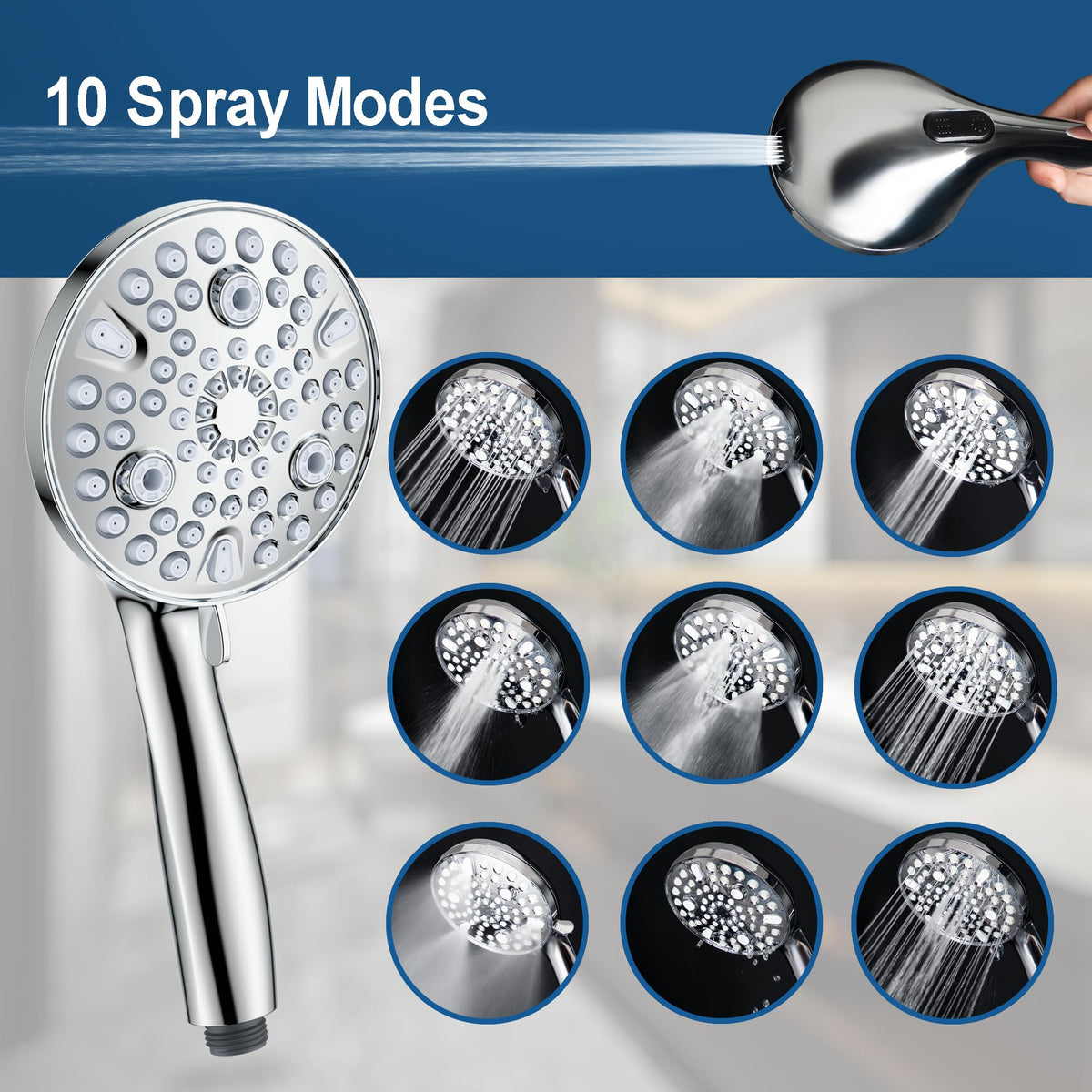 EgretShower high-pressure rain setting for full-body coverage