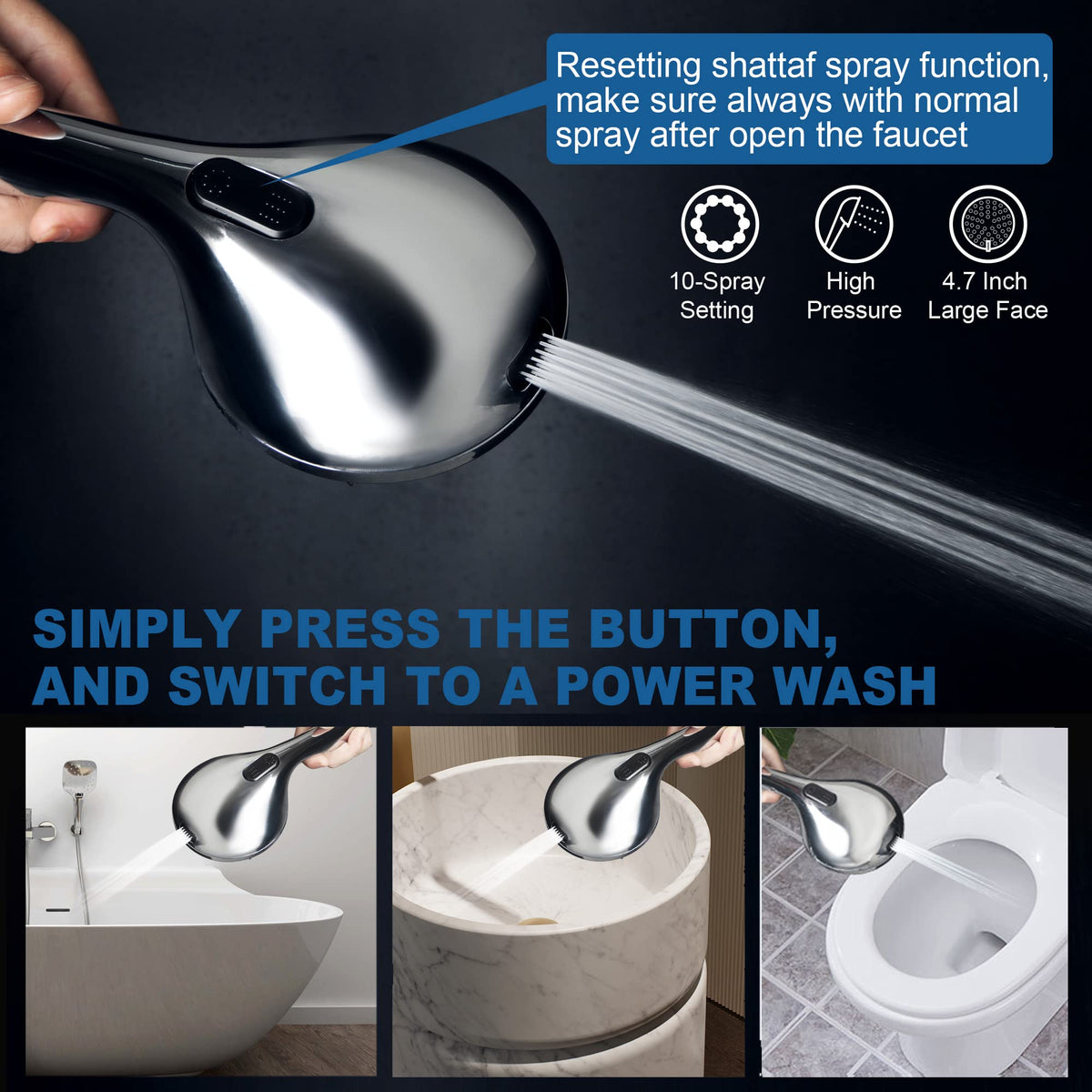 EgretShower self-cleaning silicone nozzles resist mineral buildup