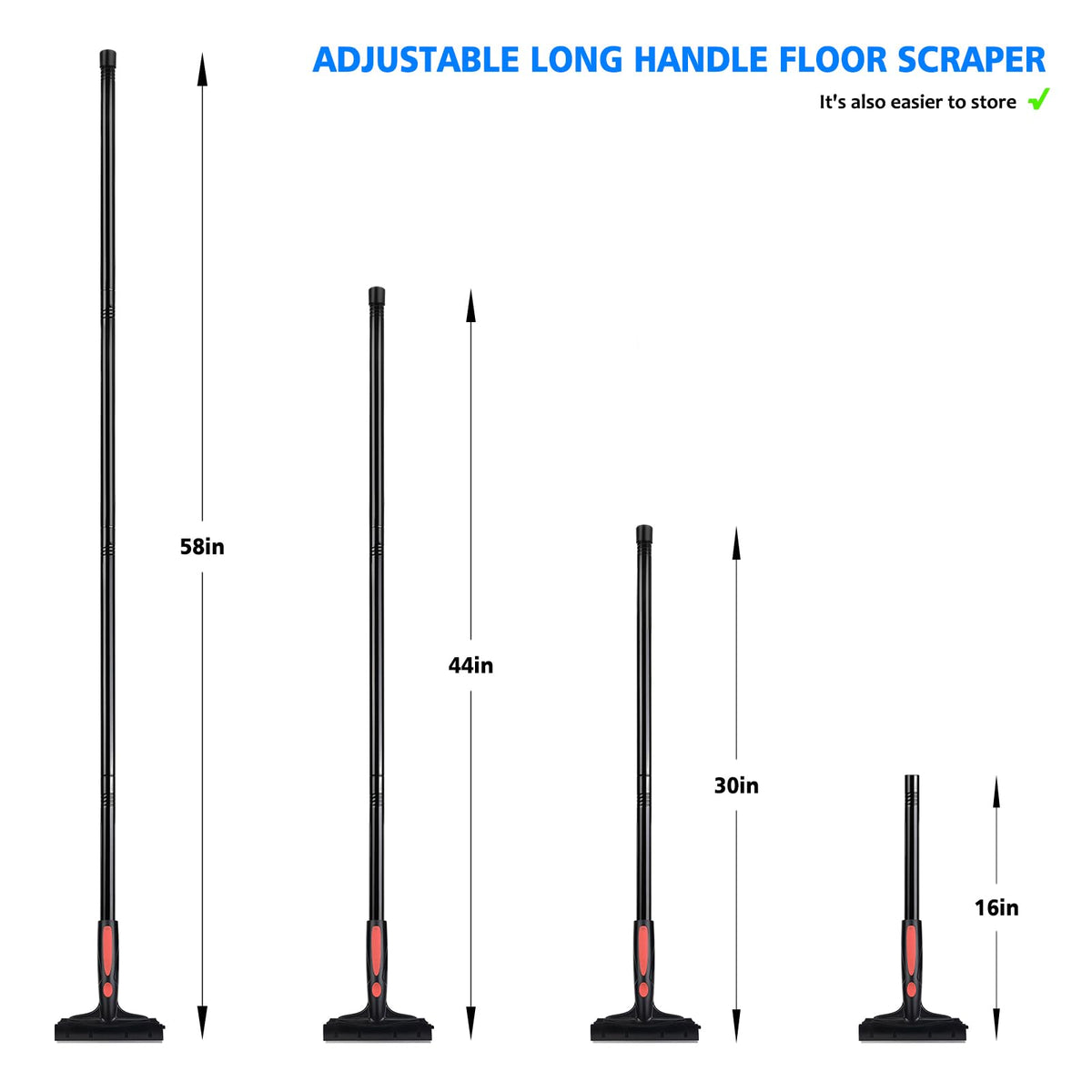 EHDIS Extenble scraper extended handle reaches ceilings and walls.