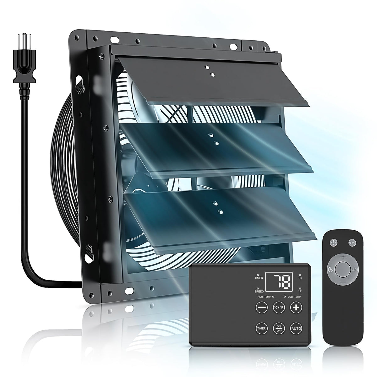 Ehiair 10-inch shutter fan front view for powerful attic cooling
