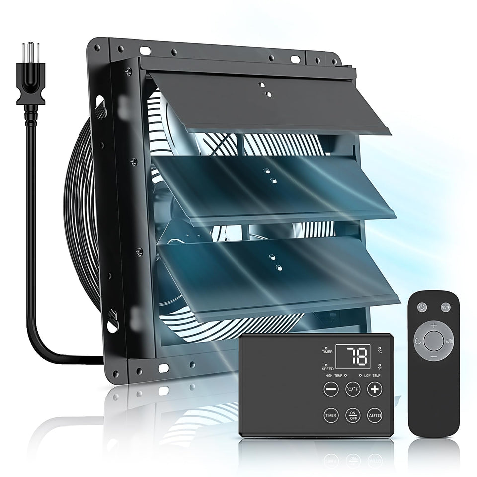 Ehiair 10-inch shutter fan front view for powerful attic cooling