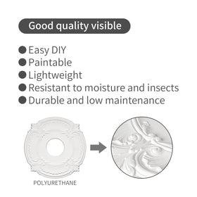 EIFHYT PU material white medallion lightweight and paint-ready for customization.