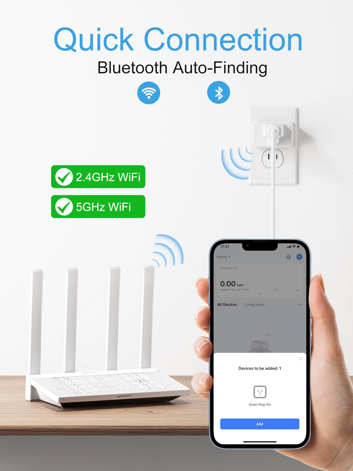 EIGHTREE Mini Smart Plug in use with Alexa for hands-free control.