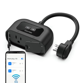Eightree outdoor smart plug IP44 with two independent outlets for separate devices.