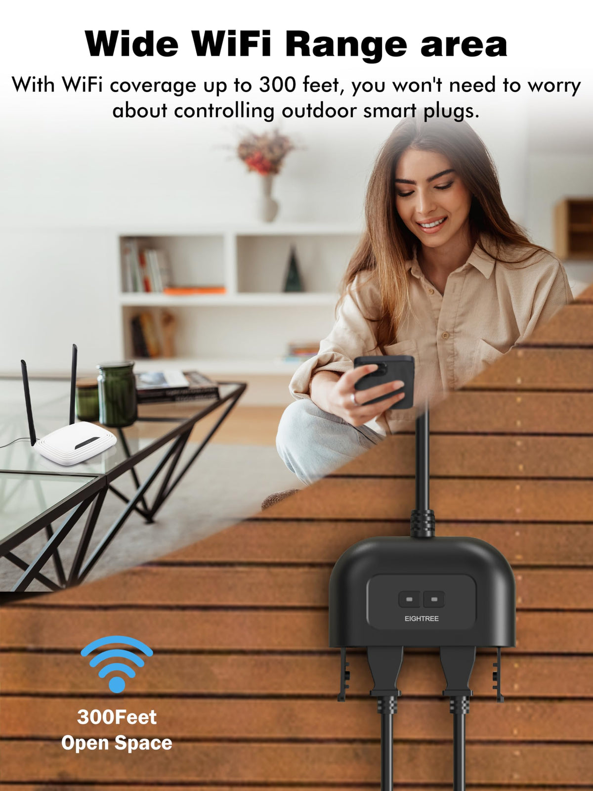 Eightree works with Alexa and Google Assistant for voice control of outlets.