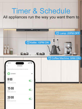 EIGHTREE timer and schedule feature automates lamps, fans, and more.