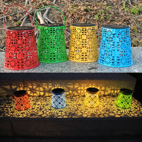 Eigreen 4-pack solar lanterns hanging on porch for cozy outdoor evenings.