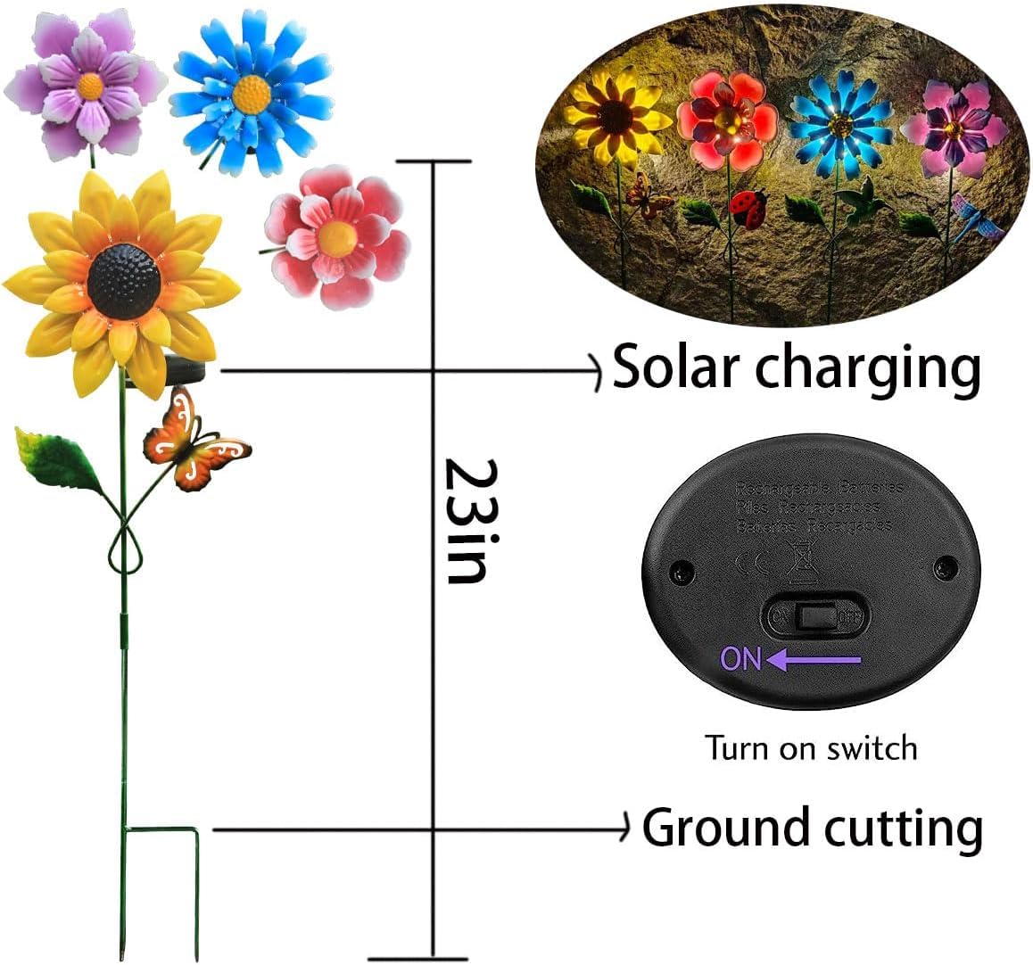 EiGreen bee-themed stake adds whimsy and visibility to flower beds.
