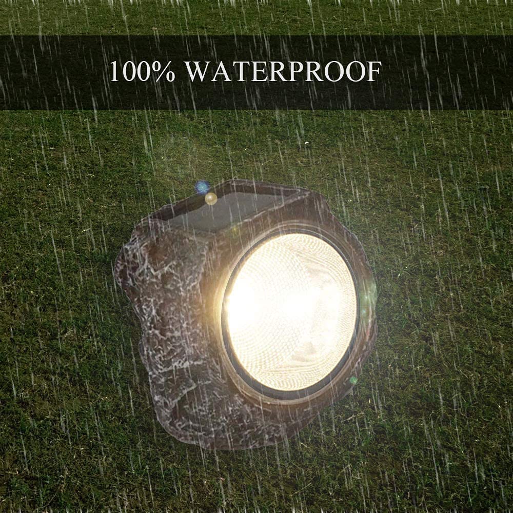 EiGreen rock light decorates patios and lawns with soft glow.