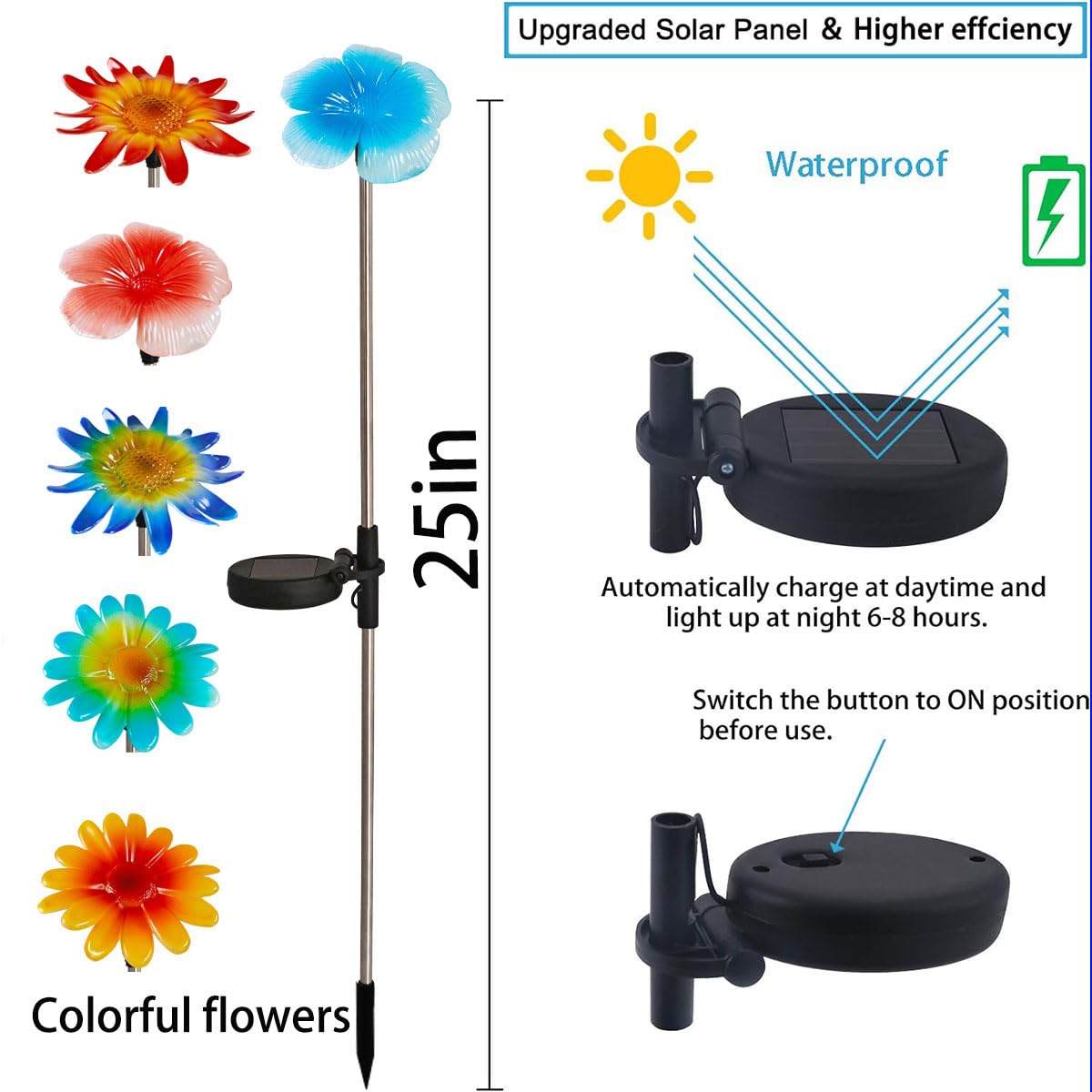 EiGreen dragonfly solar garden light whimsical yard accents with IP44 weatherproofing.