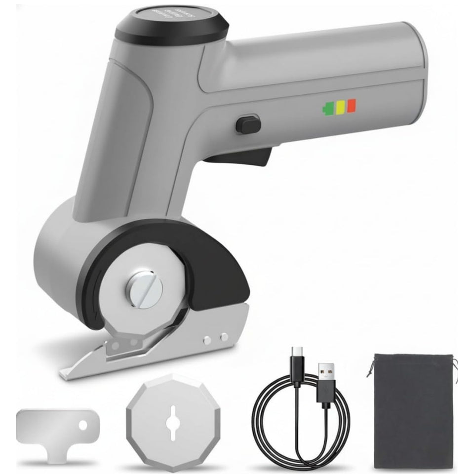 EiGuoerl 4V cordless scissors, front view for quick cardboard cuts with less effort.