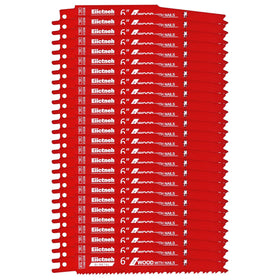 Eiictneh storage case housing 25 bi-metal blades for on-site convenience.