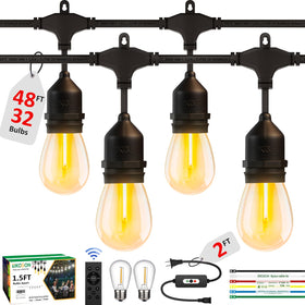 EIKOSON 50FT lights with 32 bulbs create a cozy outdoor glow.