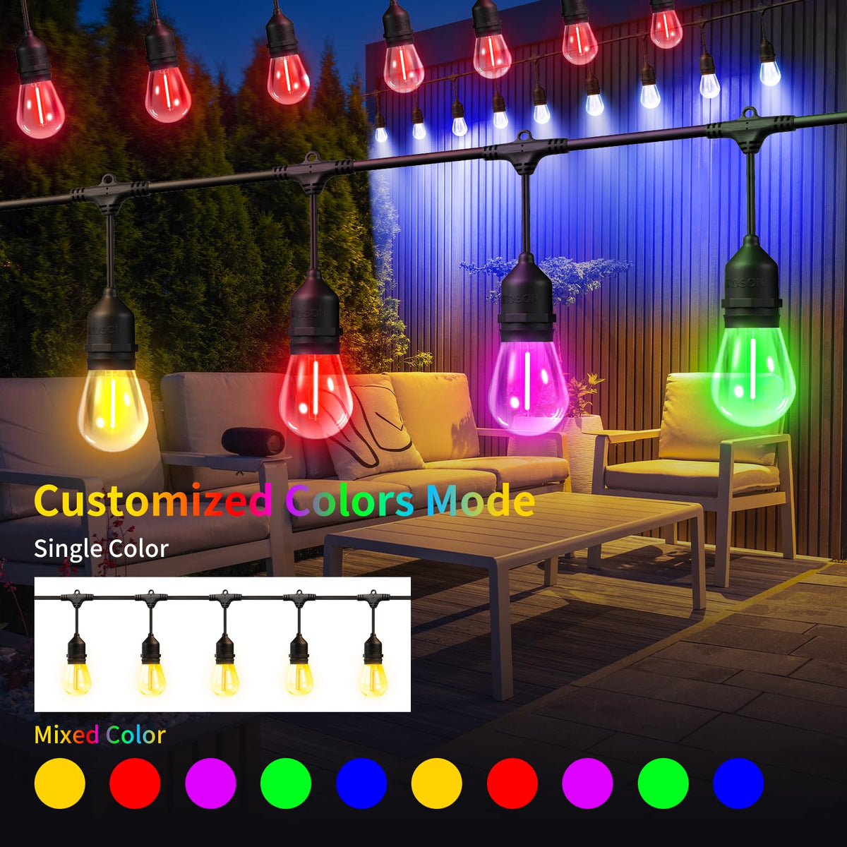 EIKOSON shatterproof bulbs enhance durability for outdoor use.