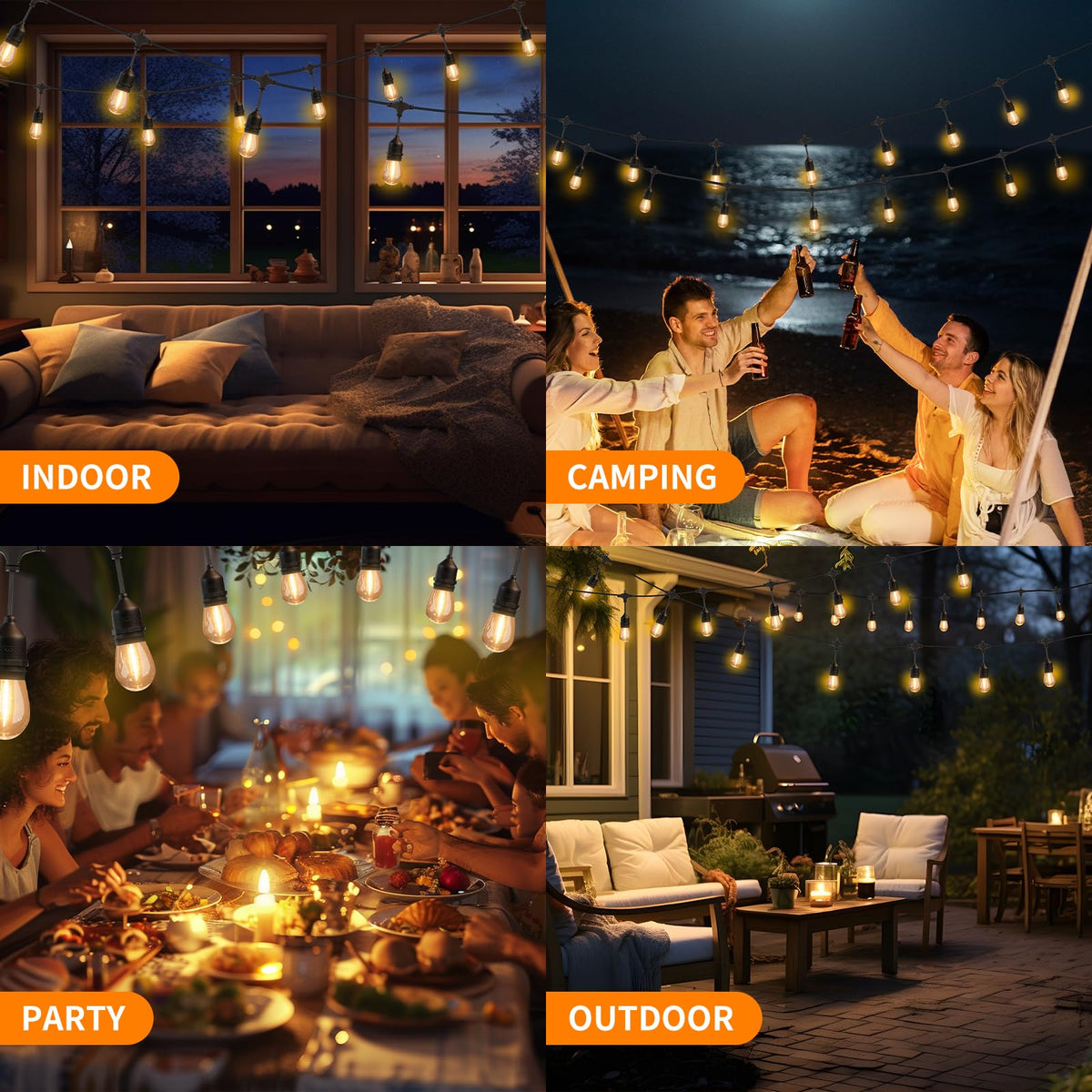 EIKOSON warm 2200K glow creates inviting outdoor ambiance.