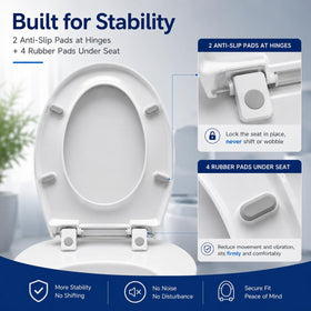 Eillbar round toilet seat with anti-slip pads for sturdy, steady daily use.