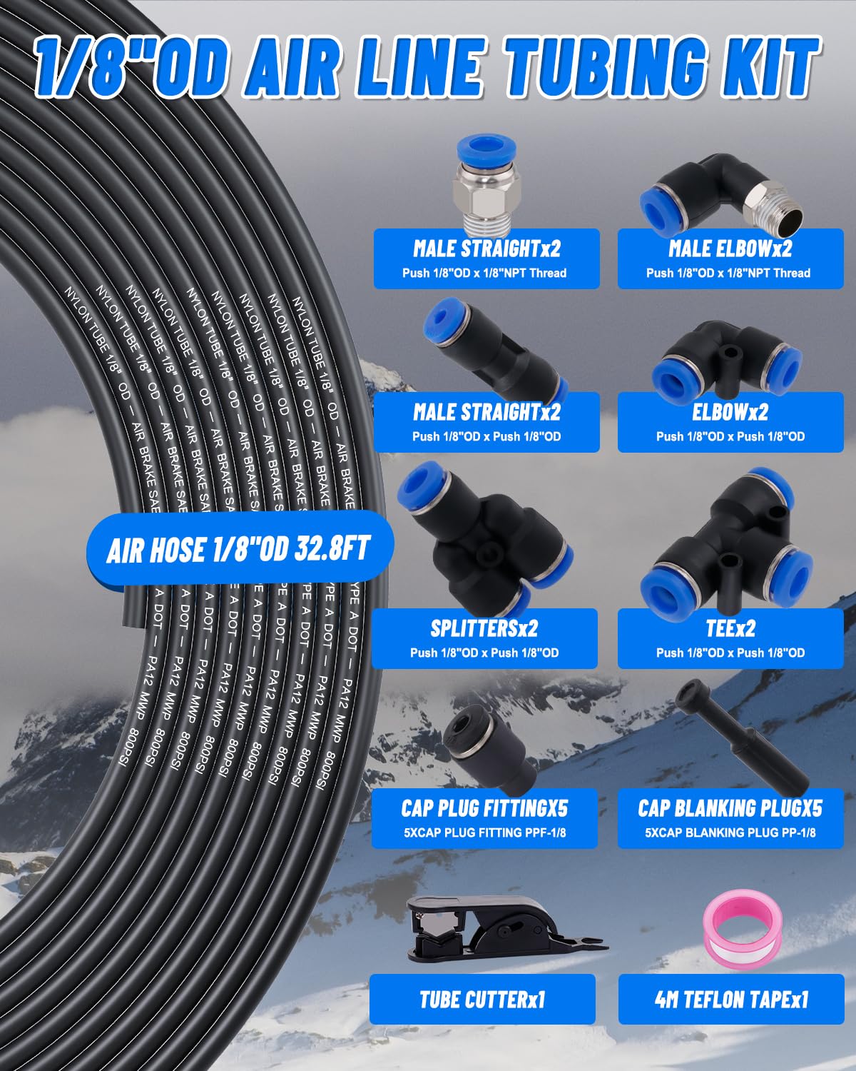 EilxMag 1/8in air tube nylon assembly demonstrates flexible routing