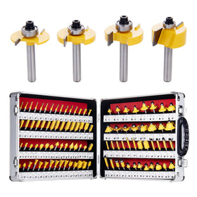 EilxMag 100-piece router bit set with aluminum case for organized storage.