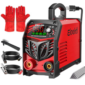 Eioehtl 250Amp stick welder front view, compact and ready for on-site repairs.