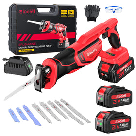 Eioehtl brushless reciprocating saw offers 3300 SPM for fast cuts.