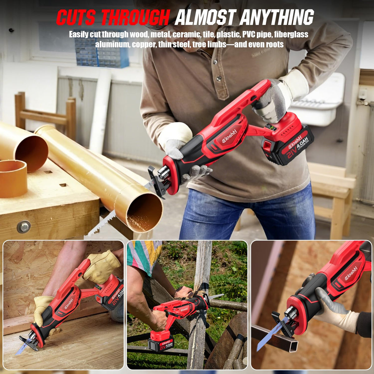 Eioehtl low-vibration, ambidextrous handle improves control.