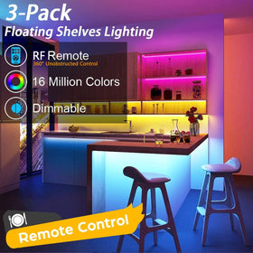 EJ's SUPER CAR RGB LED strip on shelves adds colorful accents