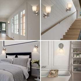 EJIAXIN bathroom sconce with frosted glass for even lighting.