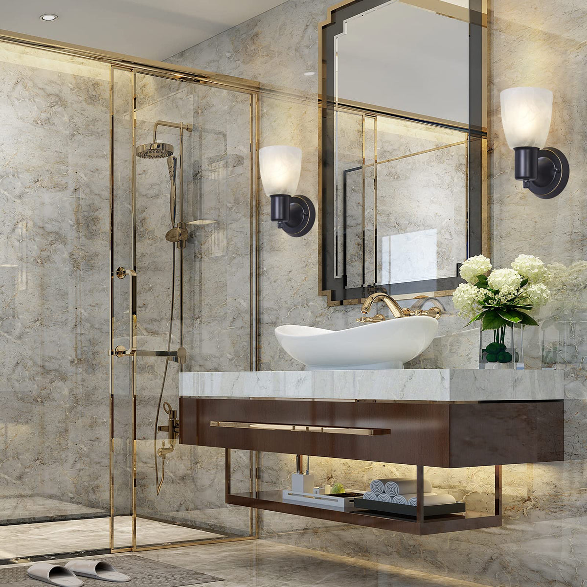 EJIAXIN bathroom sconce with rotary switch for easy operation.