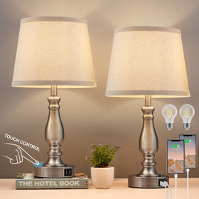 ejiaxin bedside lamps set 2 with brushed nickel finish, ideal for coordinated bedroom lighting.