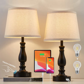 EJIAXIN bedside lamps set of 2 with USB ports for nighttime charging