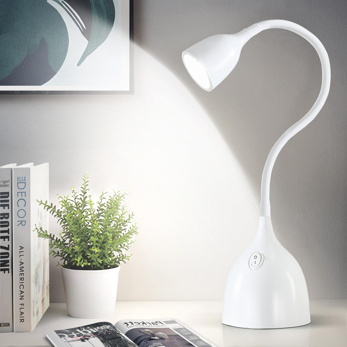 EJIAXIN desk lamp with flexible gooseneck for precise reading light
