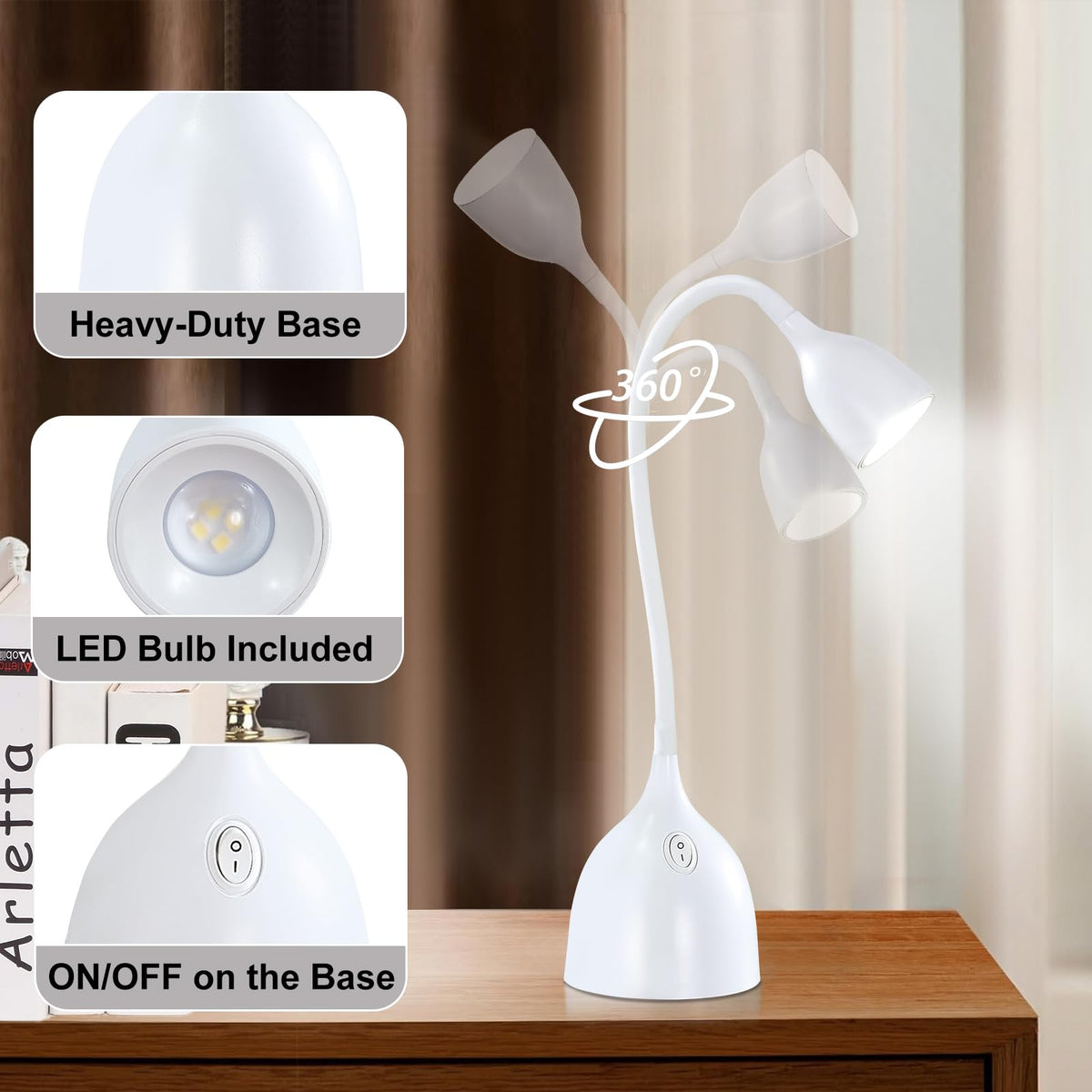 EJIAXIN desk lamp in white finish complements any room decor