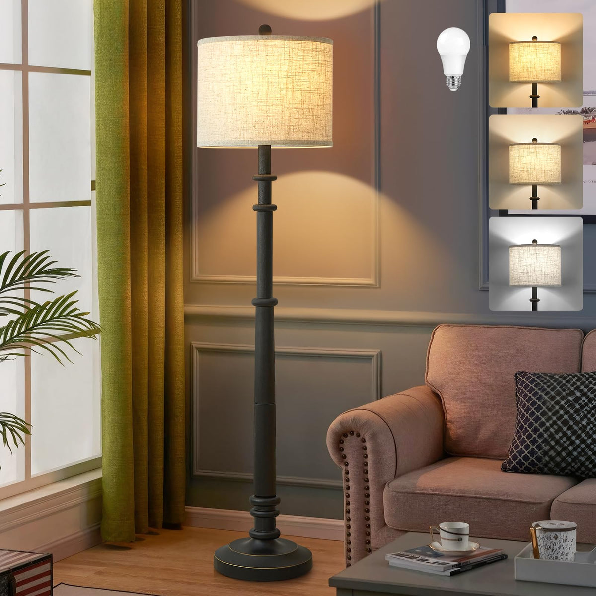 EJIAXIN floor lamp candleholder detail adds vintage charm for cozy reading