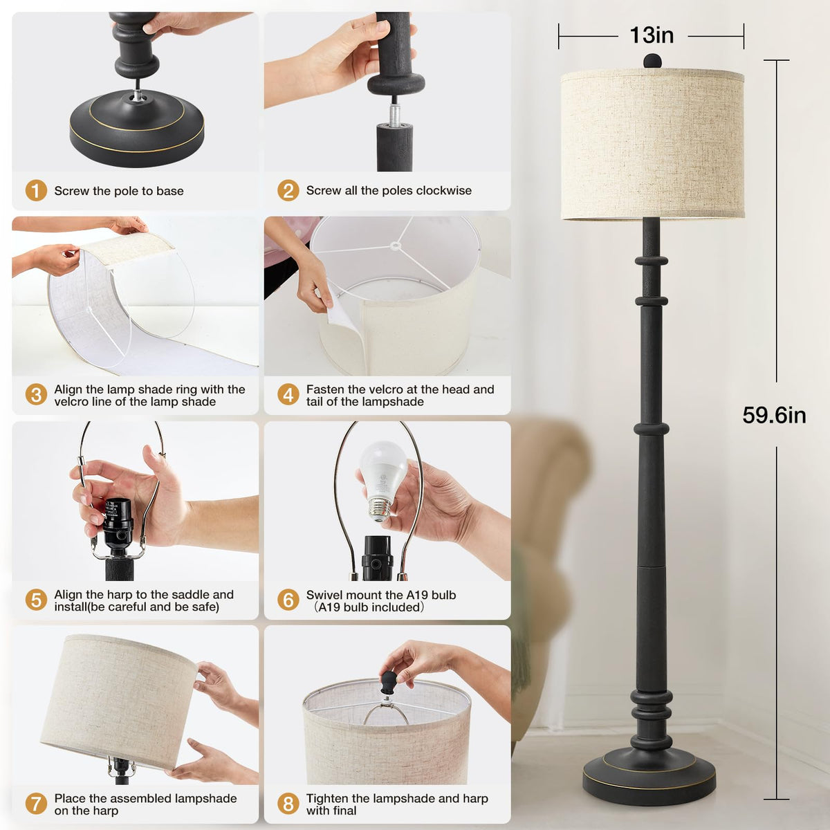 EJIAXIN tall lamp enhances living room ambience and comfort
