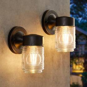 EJIAXIN outdoor wall lantern in black for front door lighting with clear glass
