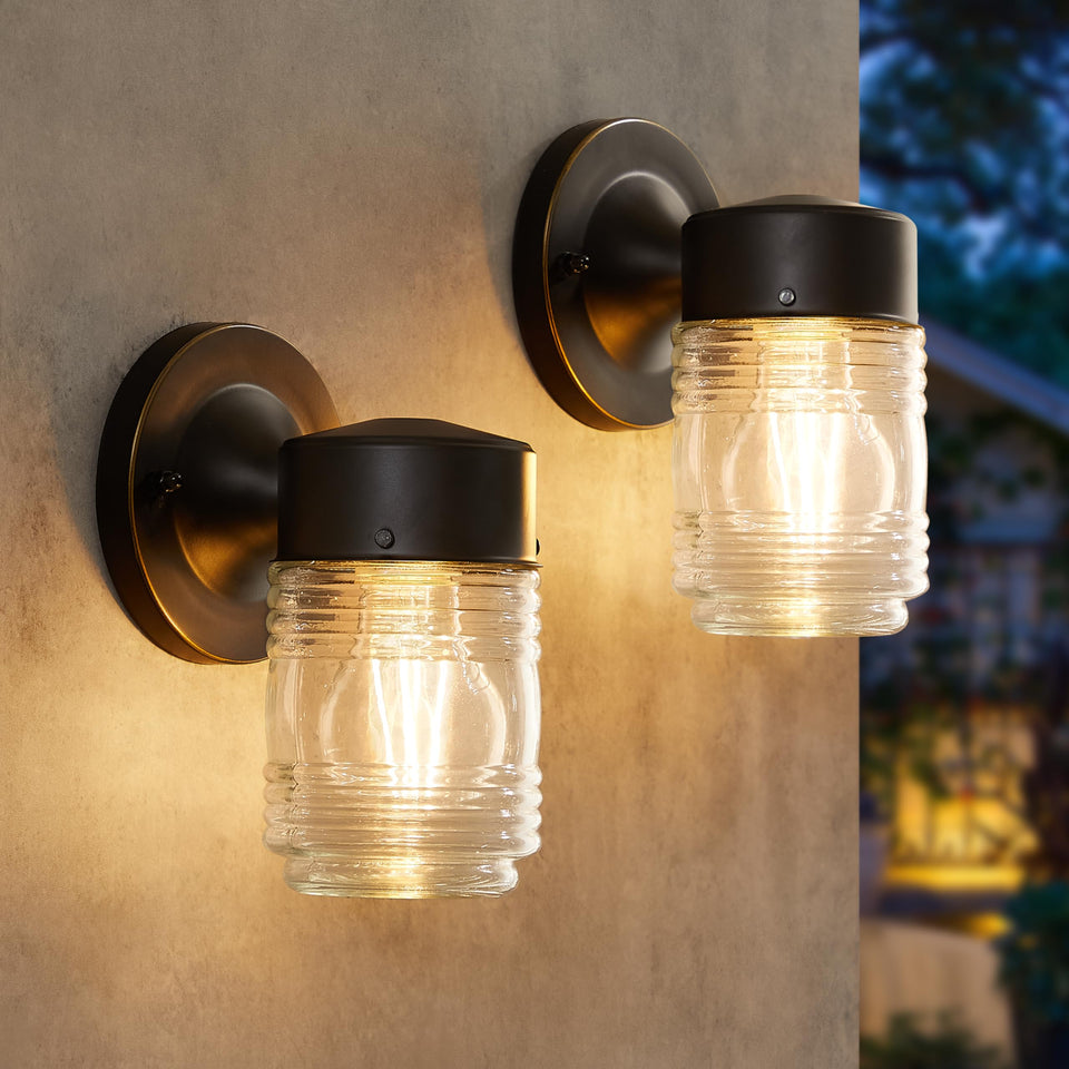EJIAXIN outdoor wall lantern in black for front door lighting with clear glass