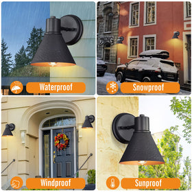 EJIAXIN black finish with gold interior glows warmly for welcoming porch ambiance.