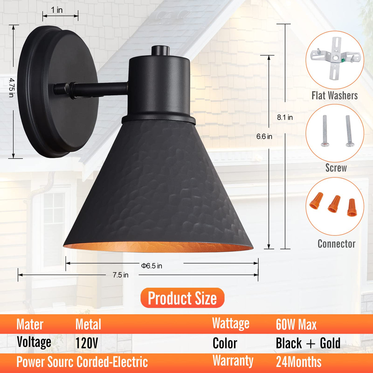 EJIAXIN outdoor wall sconce with E26 socket supports diverse bulb options.