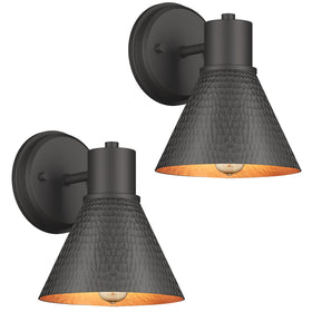 EJIAXIN outdoor wall sconce with hammered metal shade enhances curb appeal and exterior lighting.