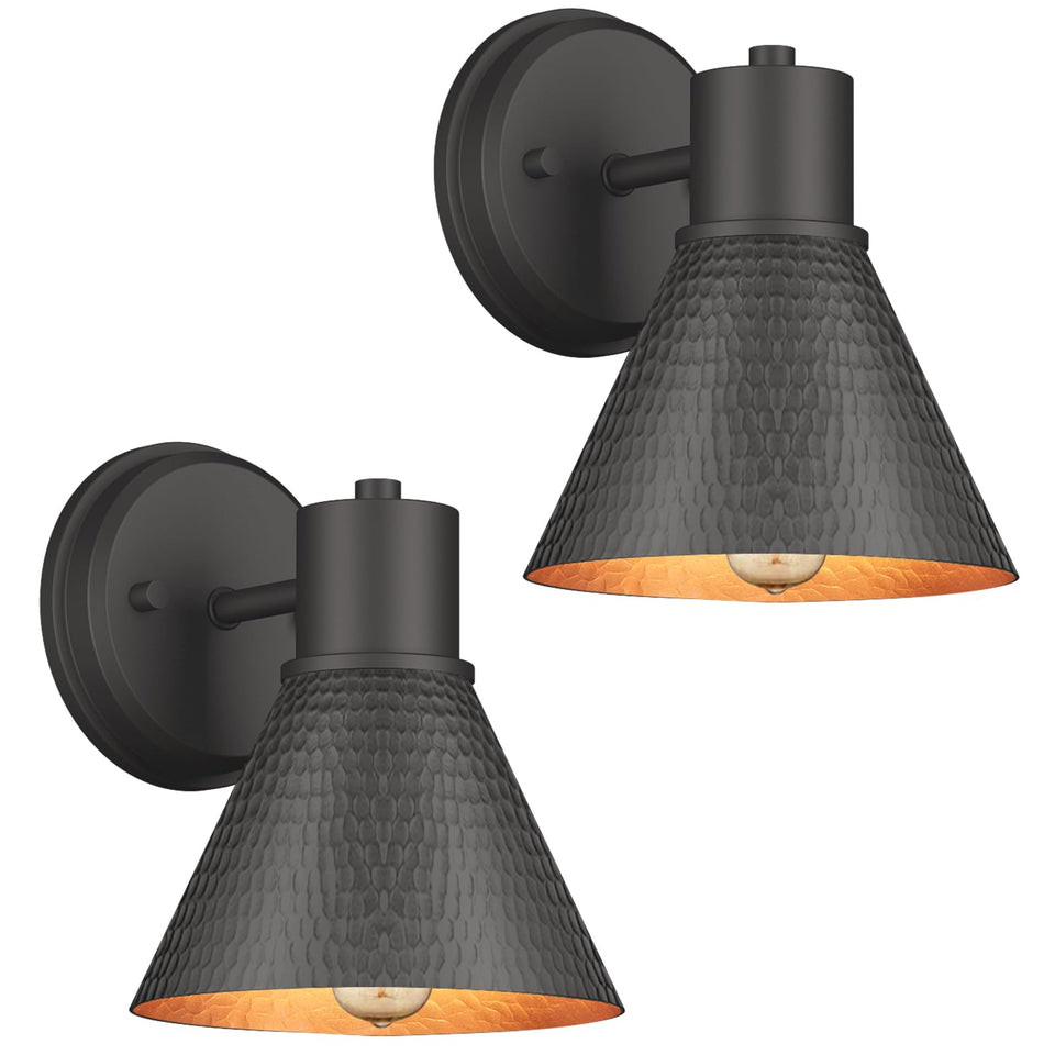 EJIAXIN outdoor wall sconce with hammered metal shade enhances curb appeal and exterior lighting.