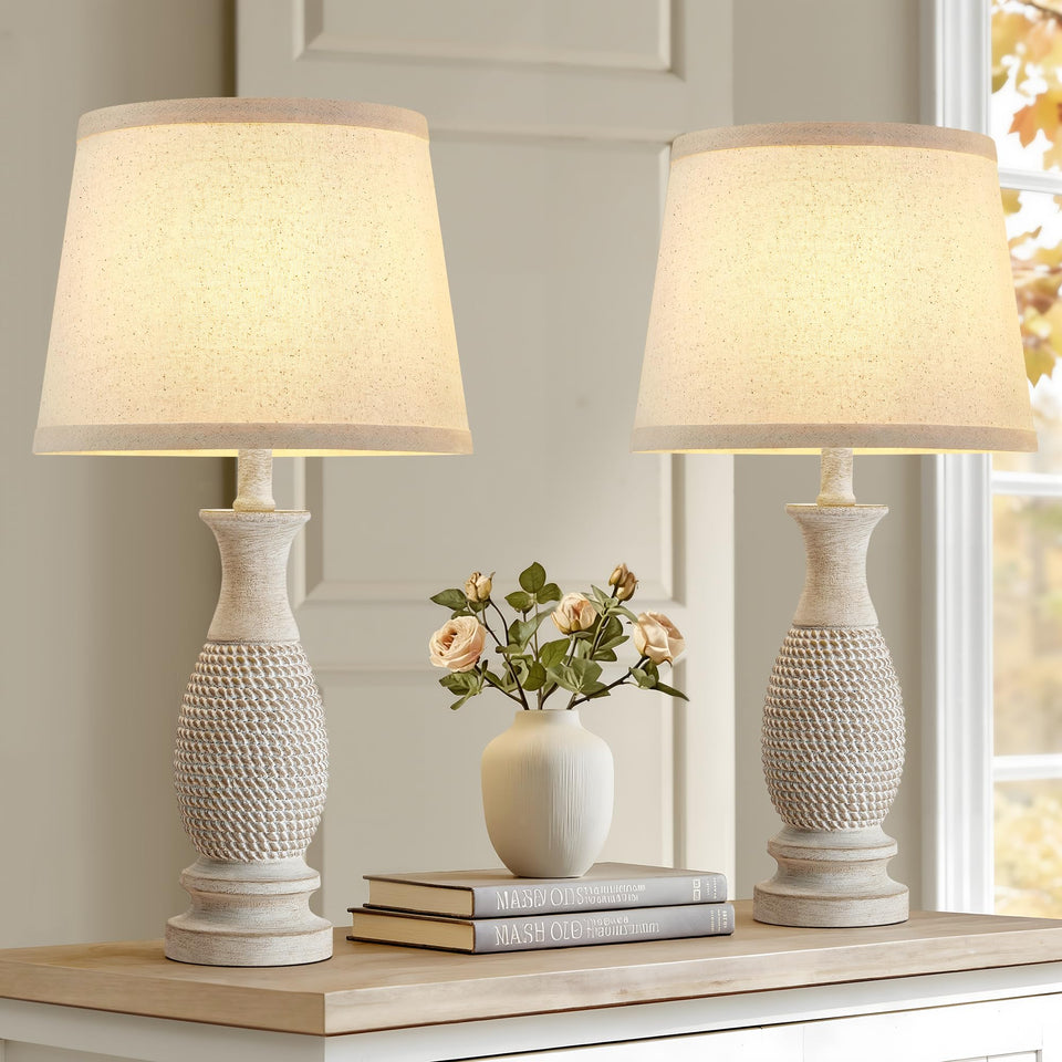 EJIAXIN resin farmhouse table lamps set of 2 for cozy living room spaces
