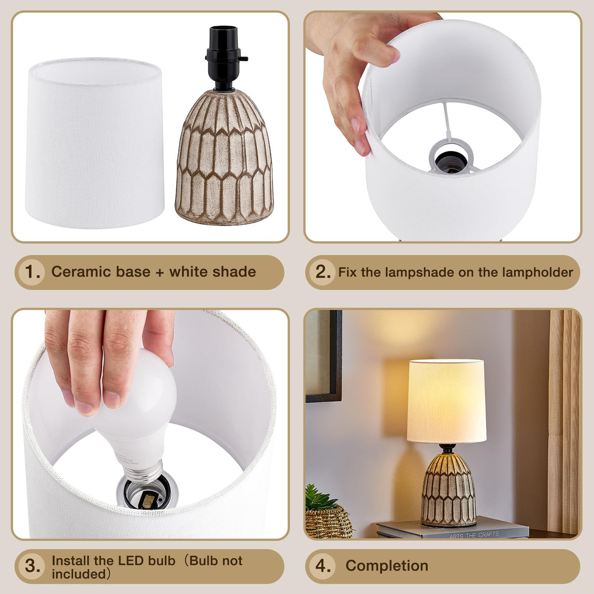 EJIAXIN fabric shade creates soft, inviting light.