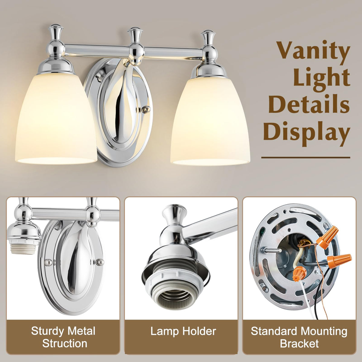 EJIAXIN vanity light with glass shade adds elegant, timeless charm