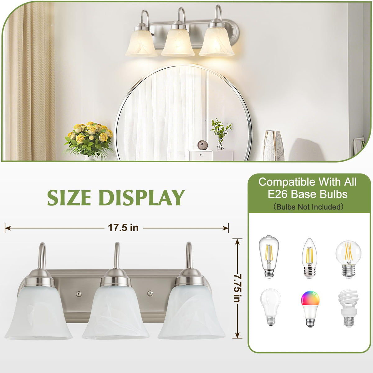 EJIAXIN vanity lighting over mirror installation ready for up or down mounting