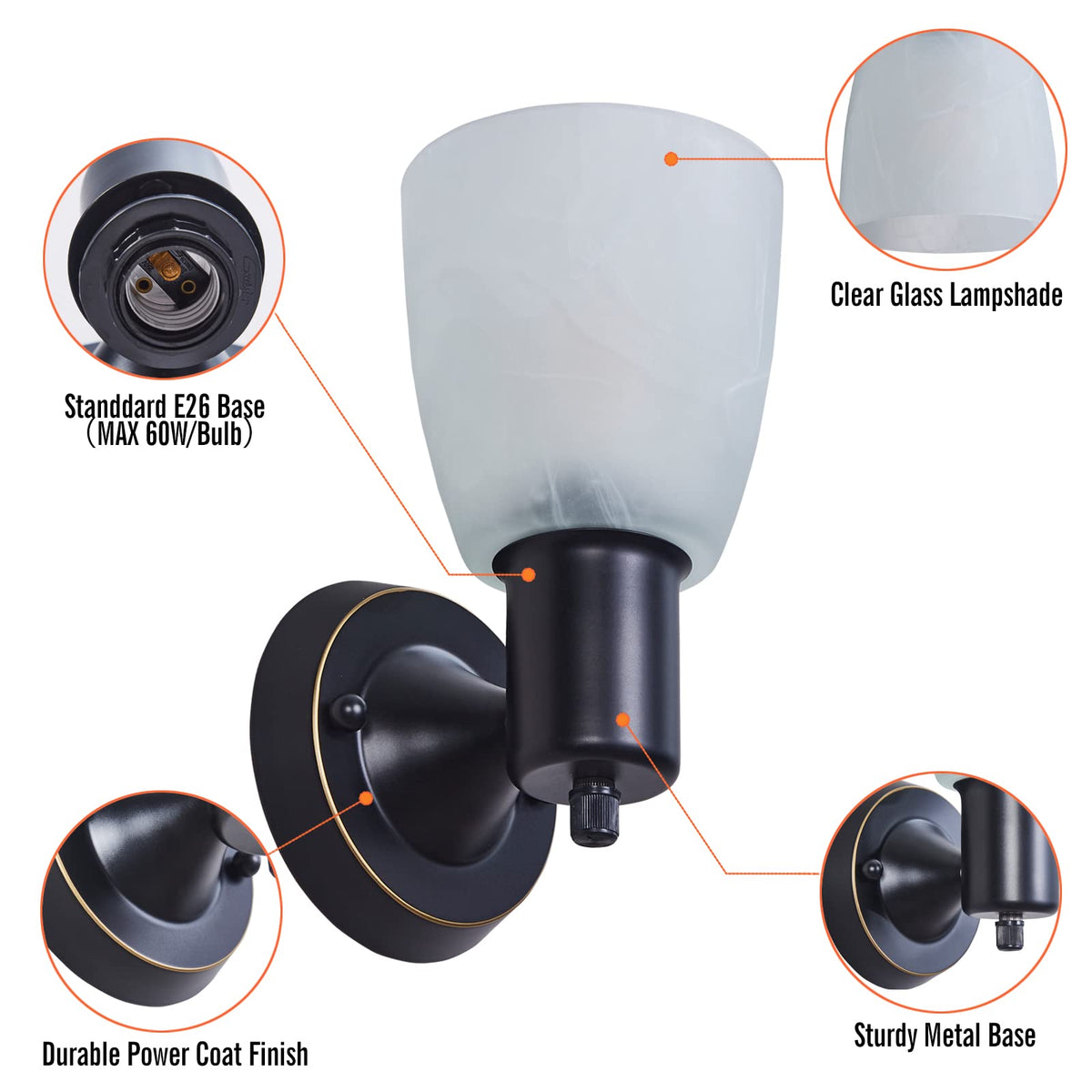 EJIAXIN wall lamp with simple installation for quick setup.