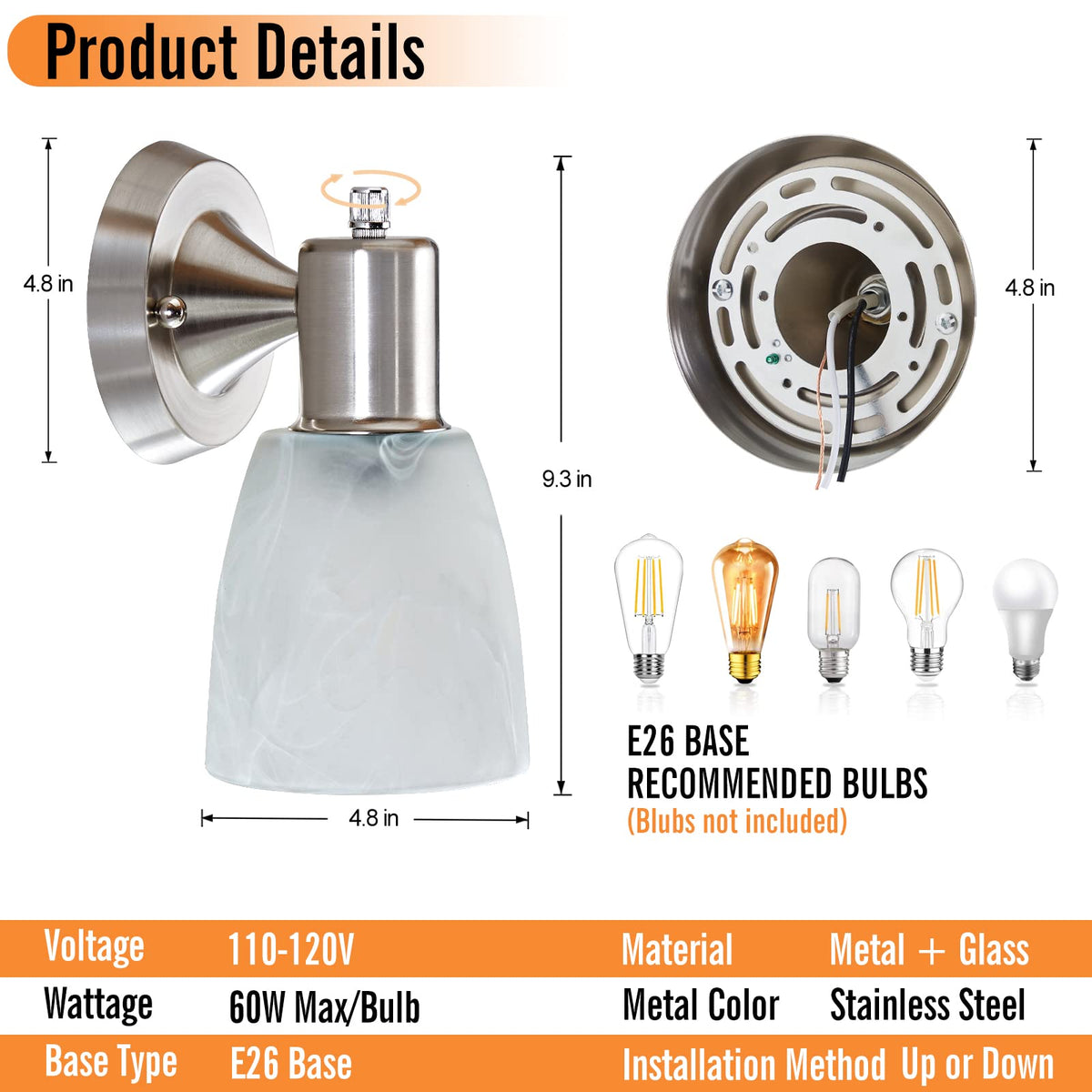 EJIAXIN wall light with frosted glass enhances vanity area with soft illumination.