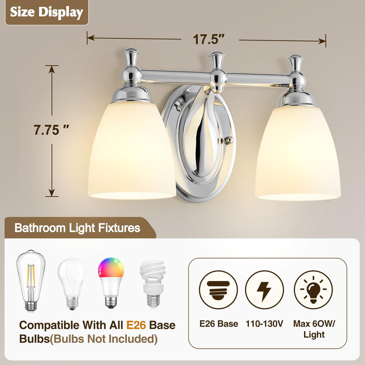 EJIAXIN wall sconce in brushed nickel for elevated bathroom style and task lighting